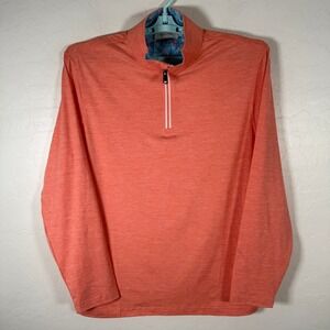 Bugatchi 1/4 Zip Pullover Mens Large Orange Heathered Trim Performance Golf